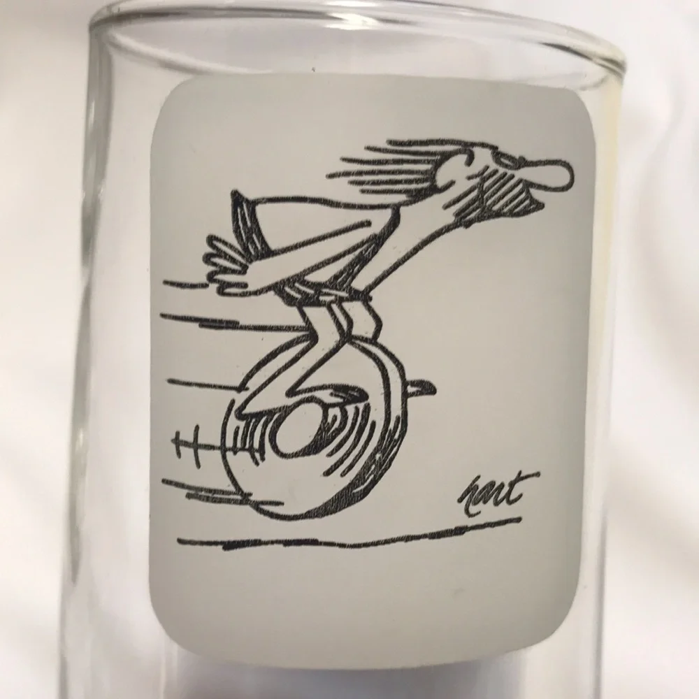 (10) Vintage MCM Johnny Hart BC Comics Caveman On A Roll Tumbler Glasses Barware